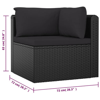 vidaXL 10 Piece Garden Lounge Set with Cushions Poly Rattan Black