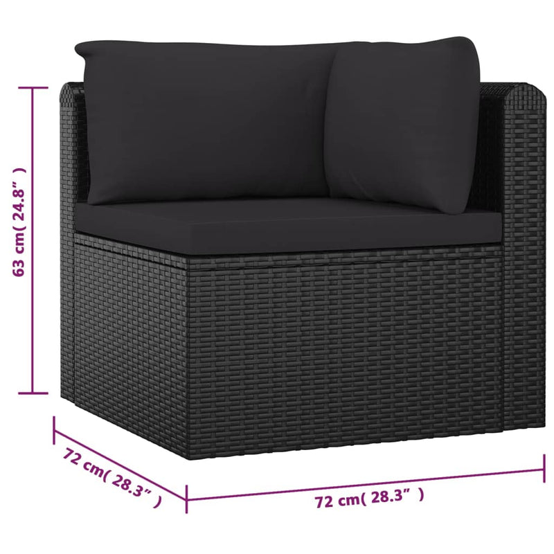 vidaXL 10 Piece Garden Lounge Set with Cushions Poly Rattan Black