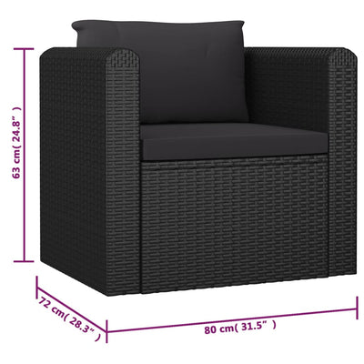 vidaXL 10 Piece Garden Lounge Set with Cushions Poly Rattan Black