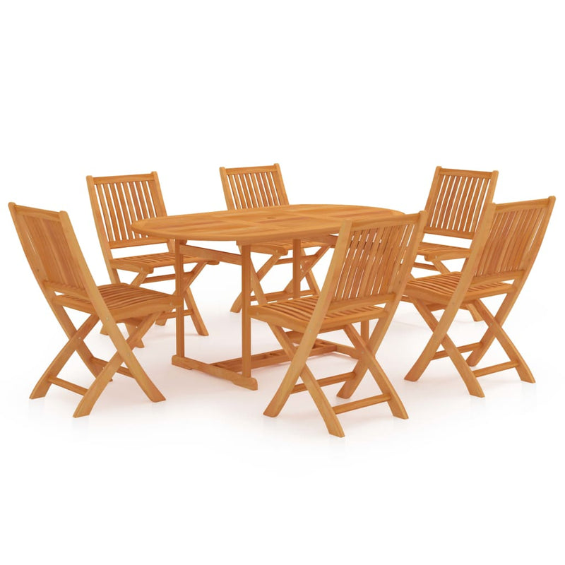vidaXL 7 Piece Garden Dining Set Solid Teak Wood