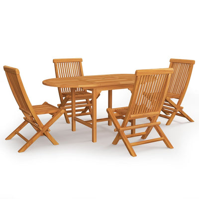 vidaXL 5 Piece Garden Dining Set Solid Teak Wood
