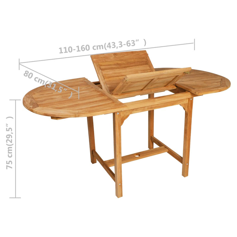 vidaXL 5 Piece Garden Dining Set Solid Teak Wood