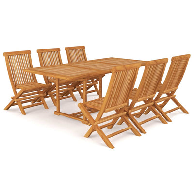 vidaXL 7 Piece Garden Dining Set Solid Teak Wood