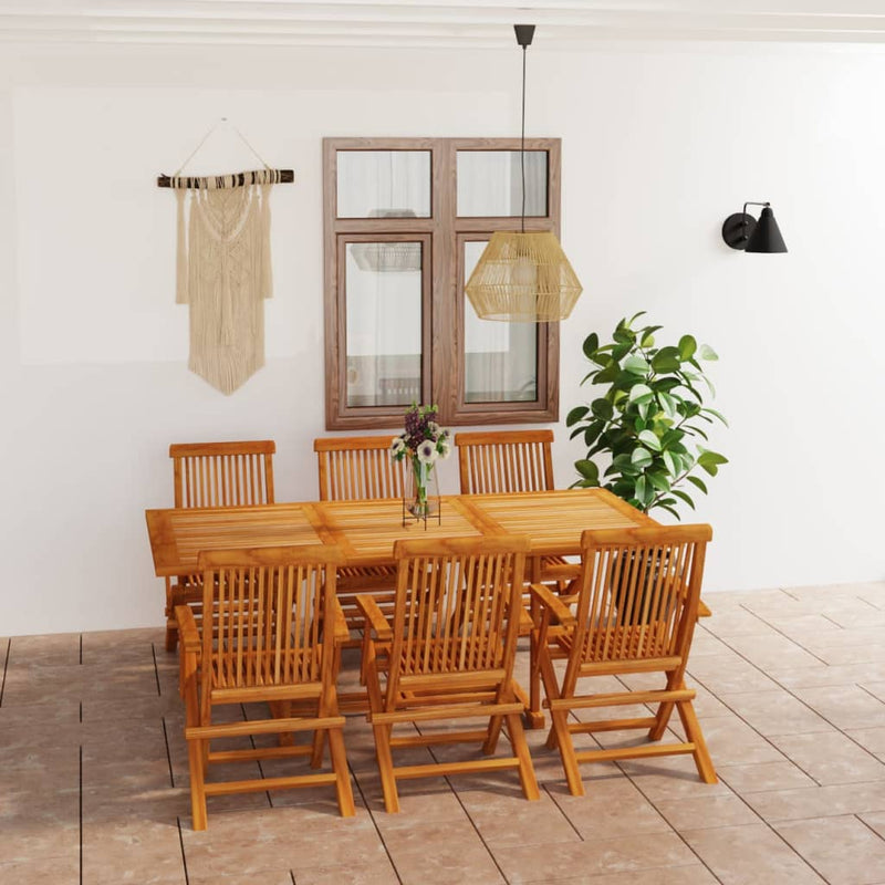 vidaXL 7 Piece Garden Dining Set Solid Teak Wood