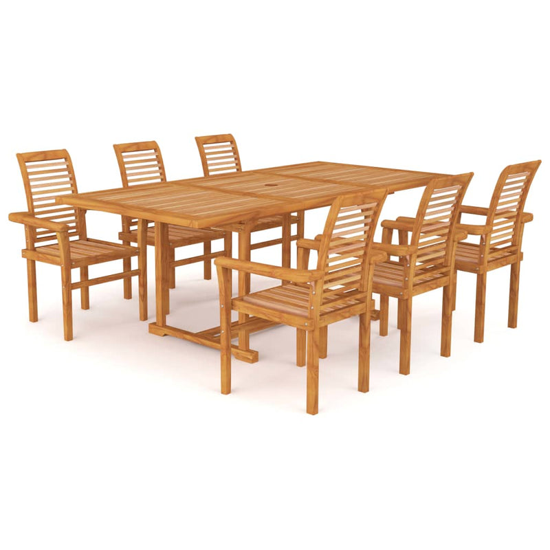 vidaXL 7 Piece Garden Dining Set Solid Teak Wood
