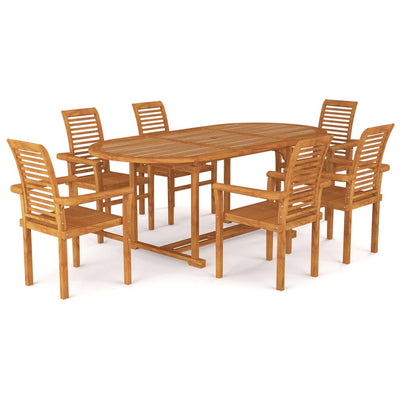 vidaXL 7 Piece Garden Dining Set Solid Teak Wood