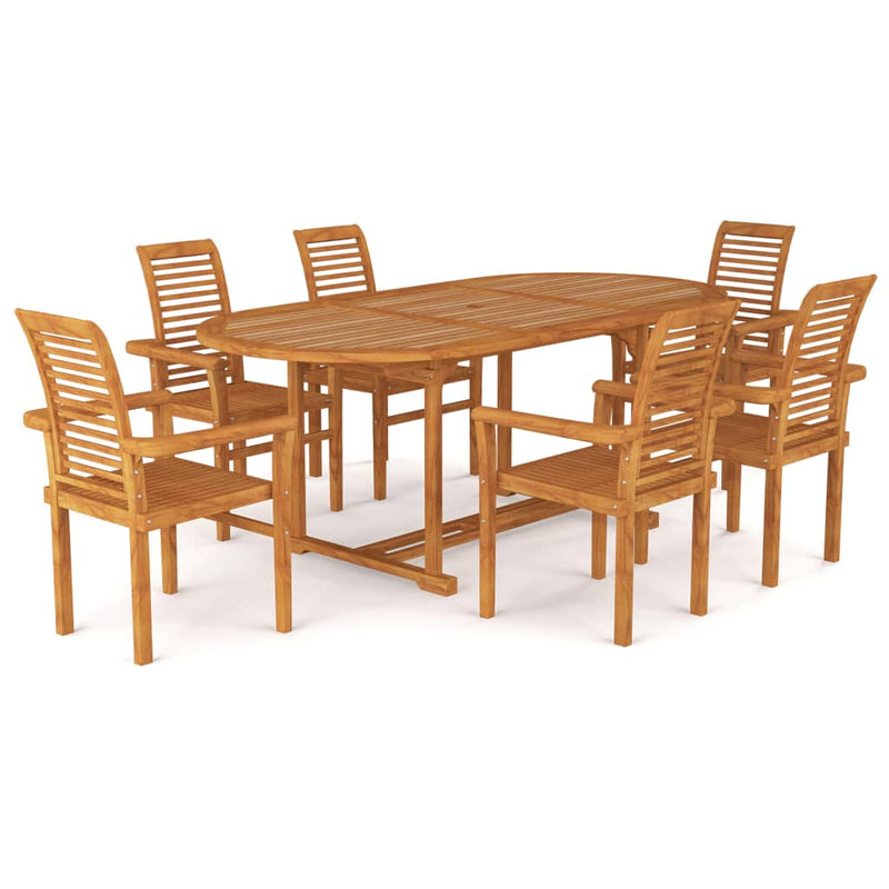 vidaXL 7 Piece Garden Dining Set Solid Teak Wood