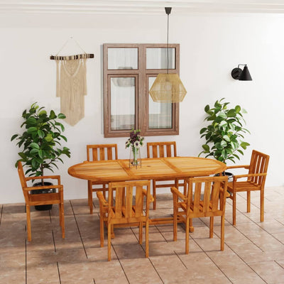 vidaXL 7 Piece Garden Dining Set Solid Teak Wood