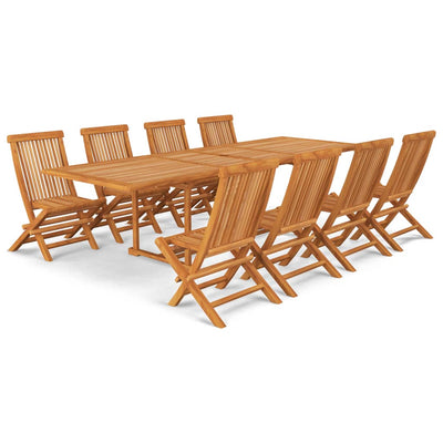 vidaXL 9 Piece Garden Dining Set Solid Teak Wood