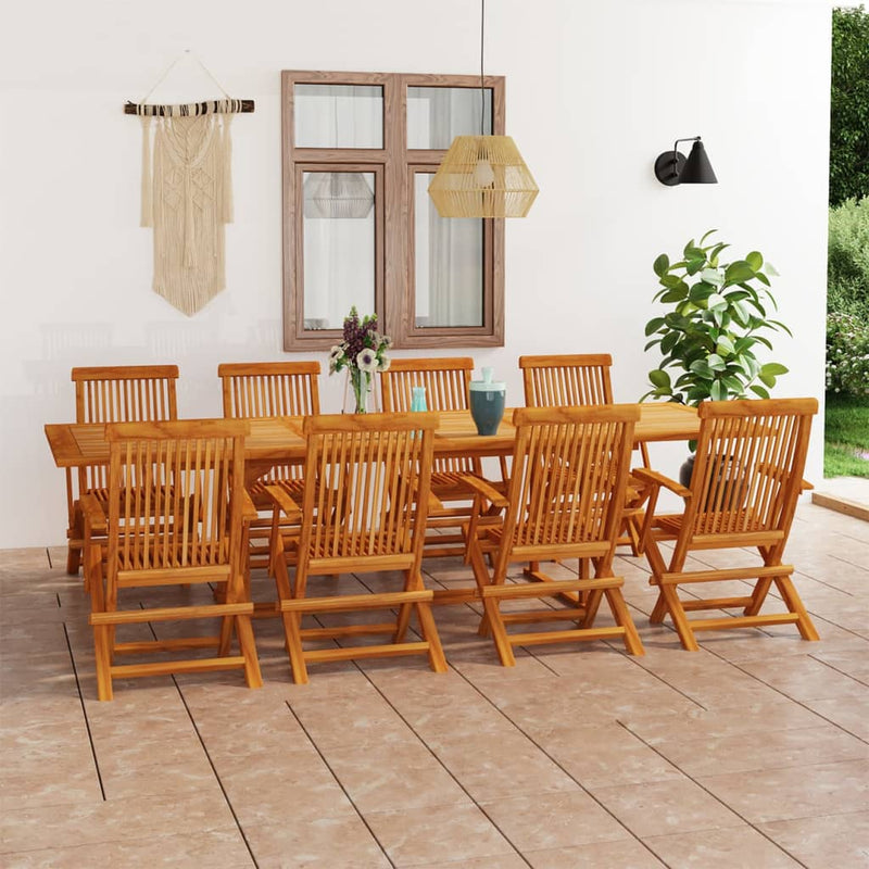 vidaXL 9 Piece Garden Dining Set Solid Teak Wood