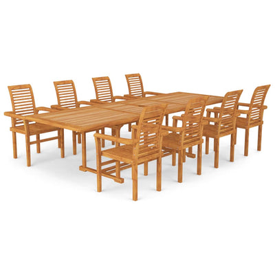 vidaXL 9 Piece Garden Dining Set Solid Teak Wood