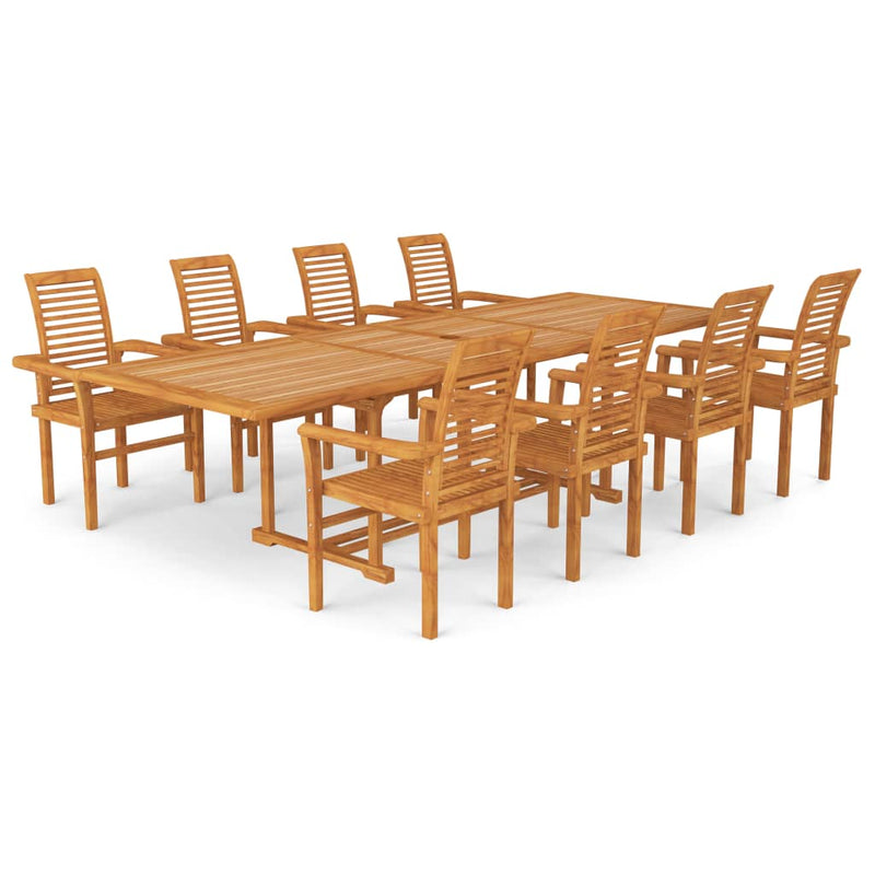 vidaXL 9 Piece Garden Dining Set Solid Teak Wood