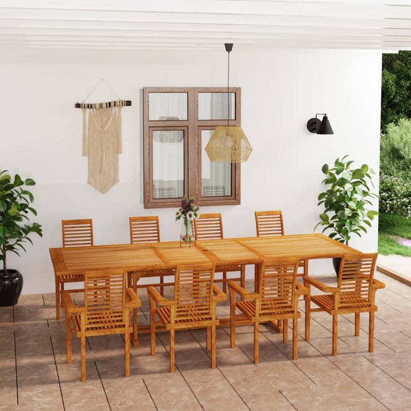 vidaXL 9 Piece Garden Dining Set Solid Teak Wood