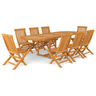 vidaXL 9 Piece Garden Dining Set Solid Teak Wood