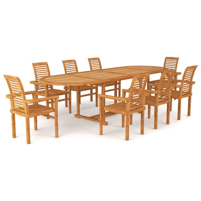 vidaXL 9 Piece Garden Dining Set Solid Teak Wood