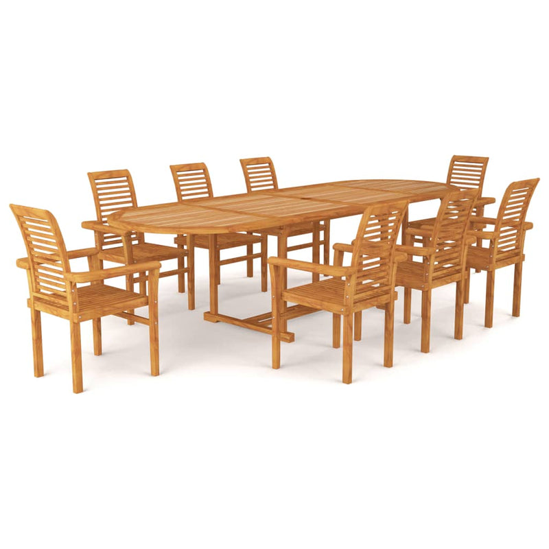 vidaXL 9 Piece Garden Dining Set Solid Teak Wood
