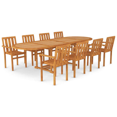 vidaXL 9 Piece Garden Dining Set Solid Teak Wood