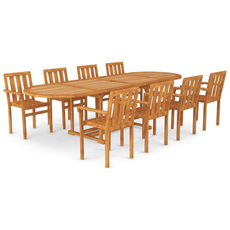 vidaXL 9 Piece Garden Dining Set Solid Teak Wood