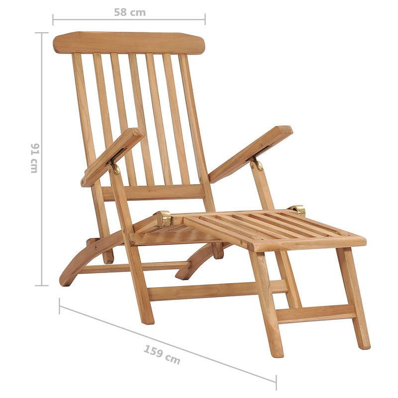 vidaXL Garden Deck Chairs with Footrests and Table Solid Teak Wood
