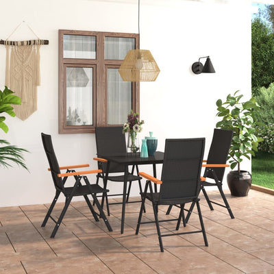 vidaXL 7 Piece Garden Dining Set Black and Brown