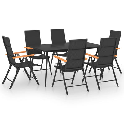 vidaXL 7 Piece Garden Dining Set Black and Brown