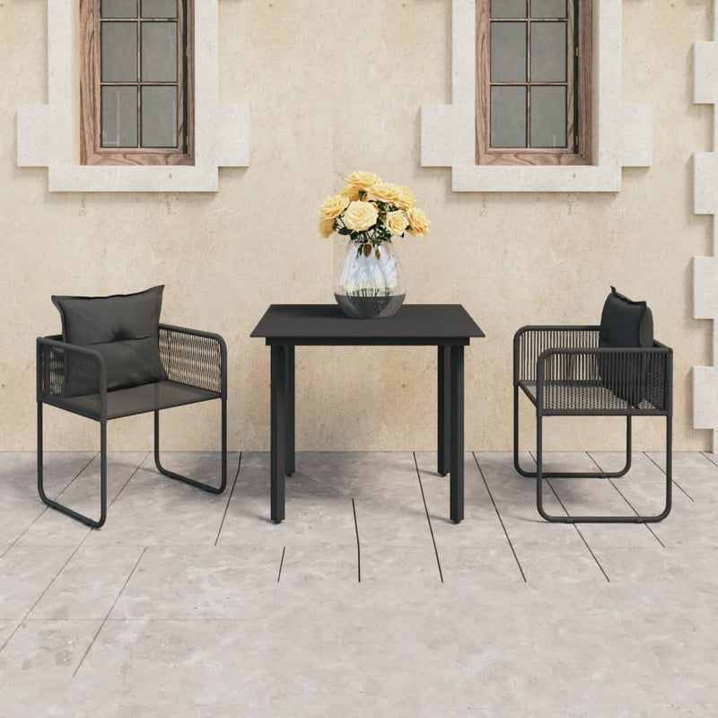 vidaXL 3 Piece Garden Dining Set PVC Rattan Black
