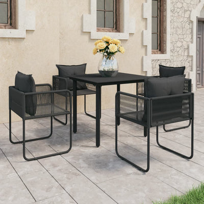 vidaXL 3 Piece Garden Dining Set PVC Rattan Black