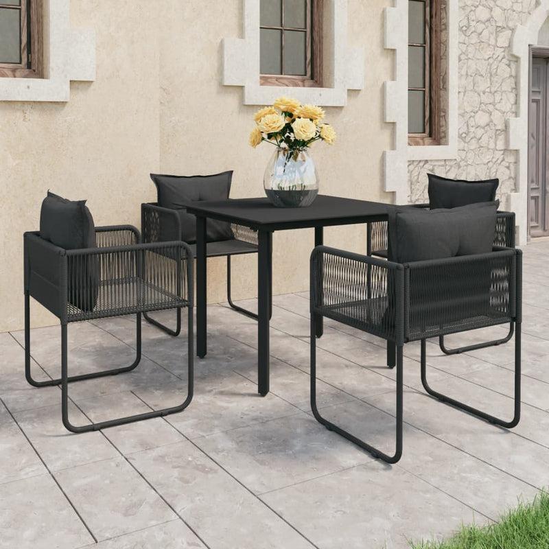 vidaXL 3 Piece Garden Dining Set PVC Rattan Black