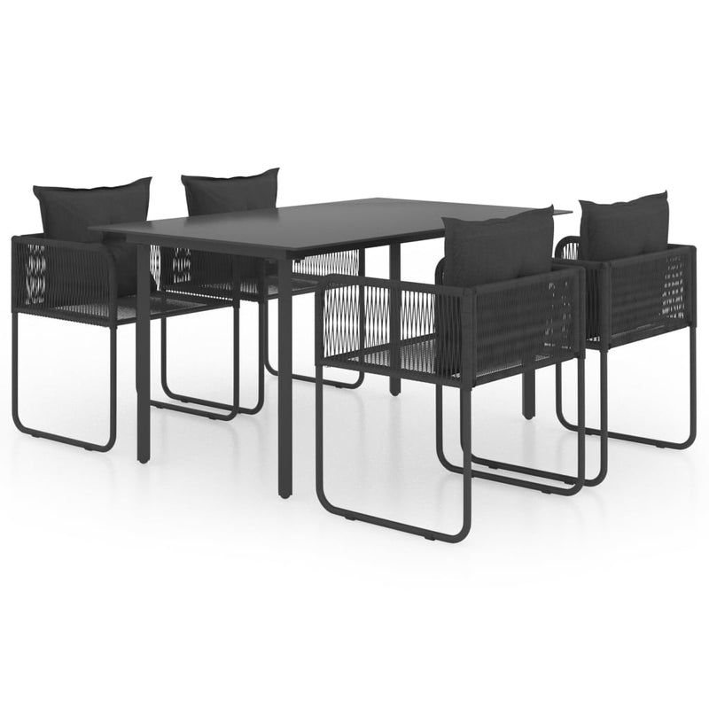 vidaXL 3 Piece Garden Dining Set PVC Rattan Black
