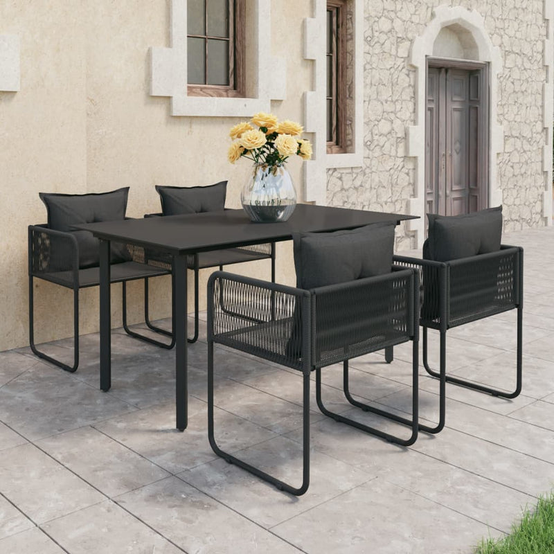 vidaXL 3 Piece Garden Dining Set PVC Rattan Black
