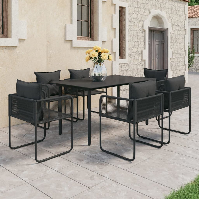 vidaXL 3 Piece Garden Dining Set PVC Rattan Black