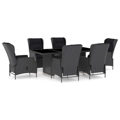 vidaXL 9 Piece Outdoor Dining Set with Cushions Poly Rattan Dark Grey