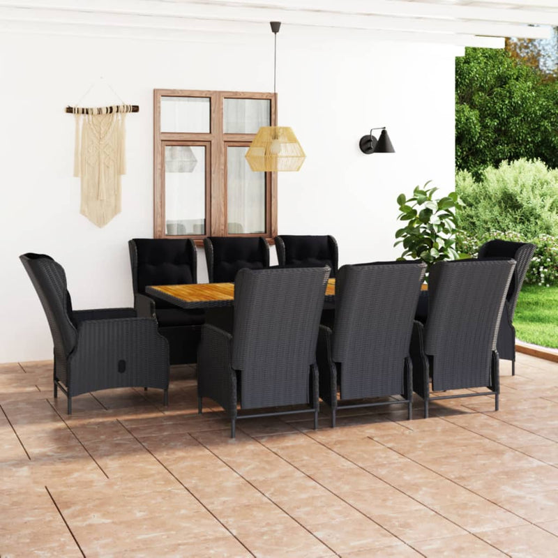 vidaXL 7 Piece Outdoor Dining Set with Cushions Poly Rattan Dark Grey
