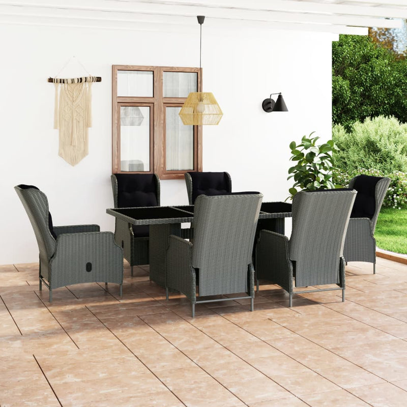 vidaXL 9 Piece Outdoor Dining Set with Cushions Poly Rattan Light Grey