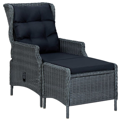 vidaXL 2 Piece Garden Lounge Set with Cushions Poly Rattan Dark Grey