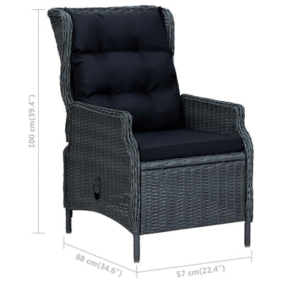 vidaXL 2 Piece Garden Lounge Set with Cushions Poly Rattan Dark Grey