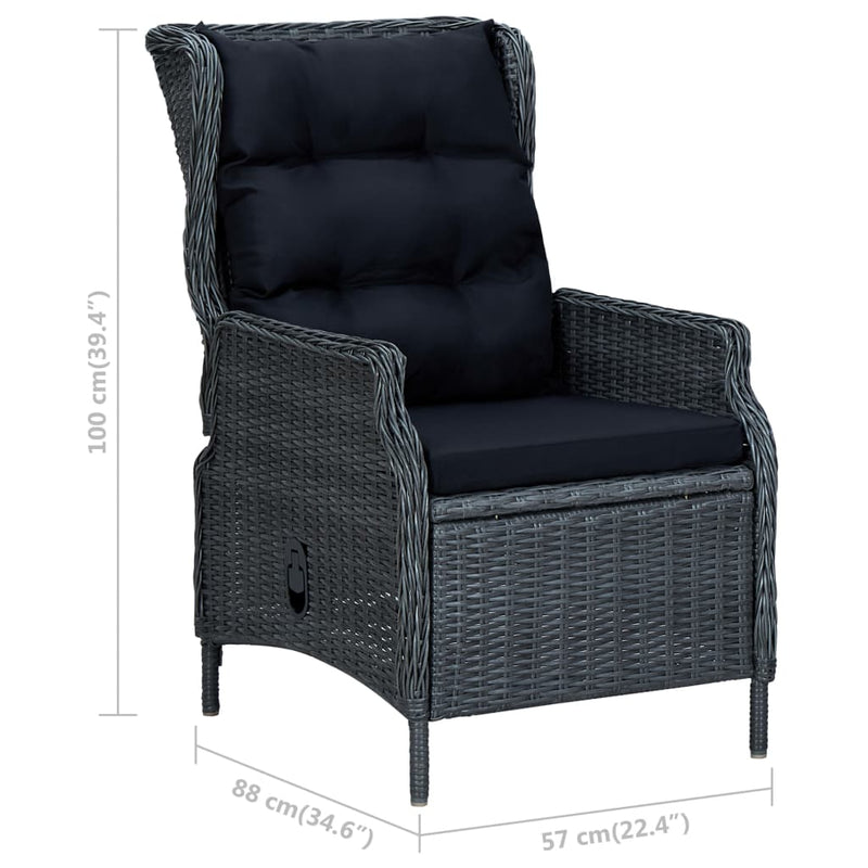 vidaXL 2 Piece Garden Lounge Set with Cushions Poly Rattan Dark Grey
