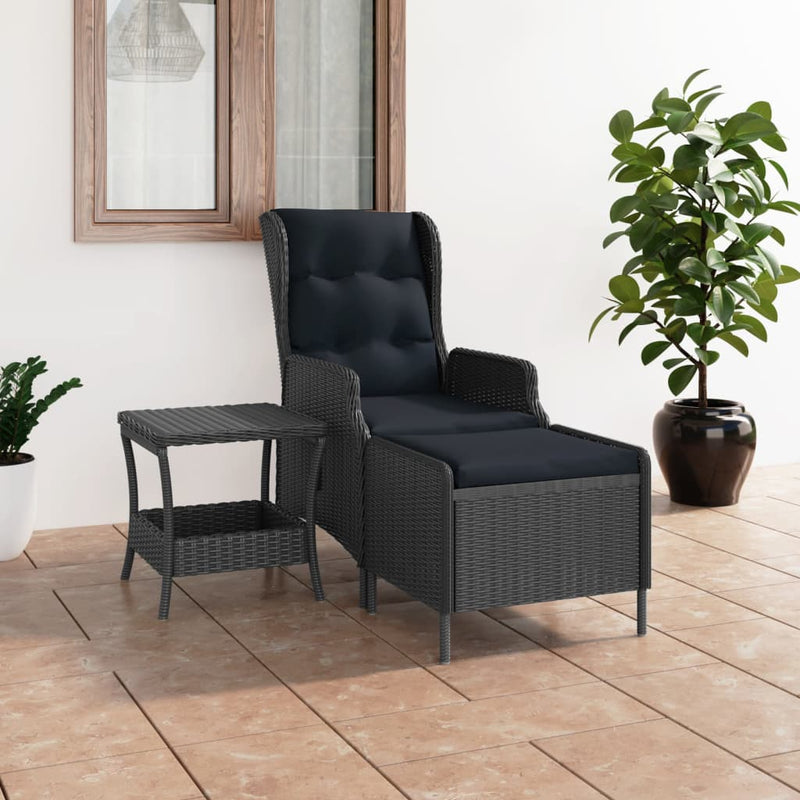 vidaXL 2 Piece Garden Lounge Set with Cushions Poly Rattan Dark Grey