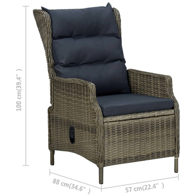 vidaXL 2 Piece Garden Lounge Set with Cushions Poly Rattan Brown
