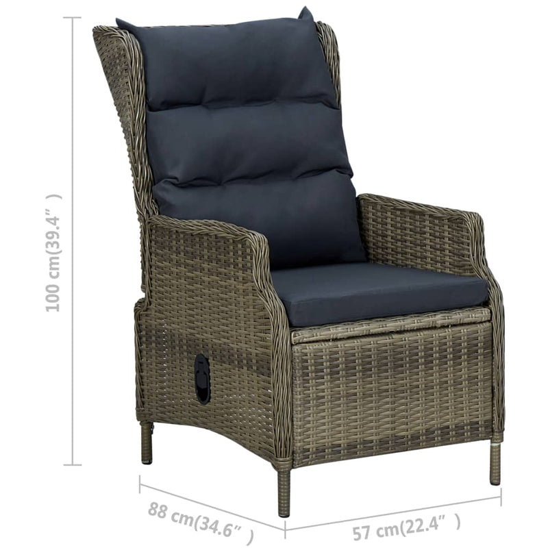 vidaXL 2 Piece Garden Lounge Set with Cushions Poly Rattan Brown