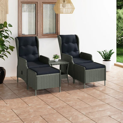 vidaXL 3 Piece Garden Lounge Set with Cushions Poly Rattan Brown