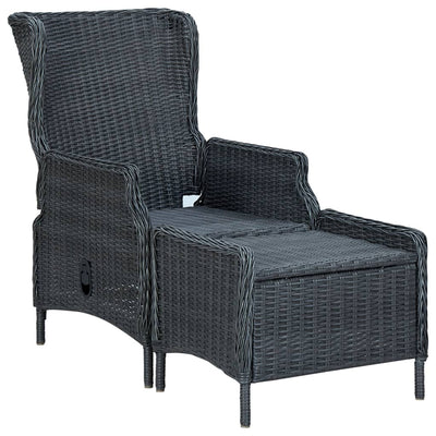 vidaXL 9 Piece Outdoor Dining Set with Cushions Poly Rattan Dark Grey