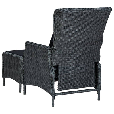 vidaXL 9 Piece Outdoor Dining Set with Cushions Poly Rattan Dark Grey