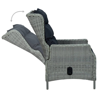 vidaXL 9 Piece Outdoor Dining Set with Cushions Poly Rattan Dark Grey