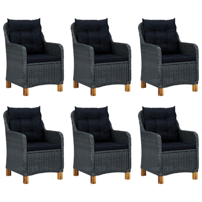 vidaXL 9 Piece Outdoor Dining Set with Cushions Poly Rattan Dark Grey