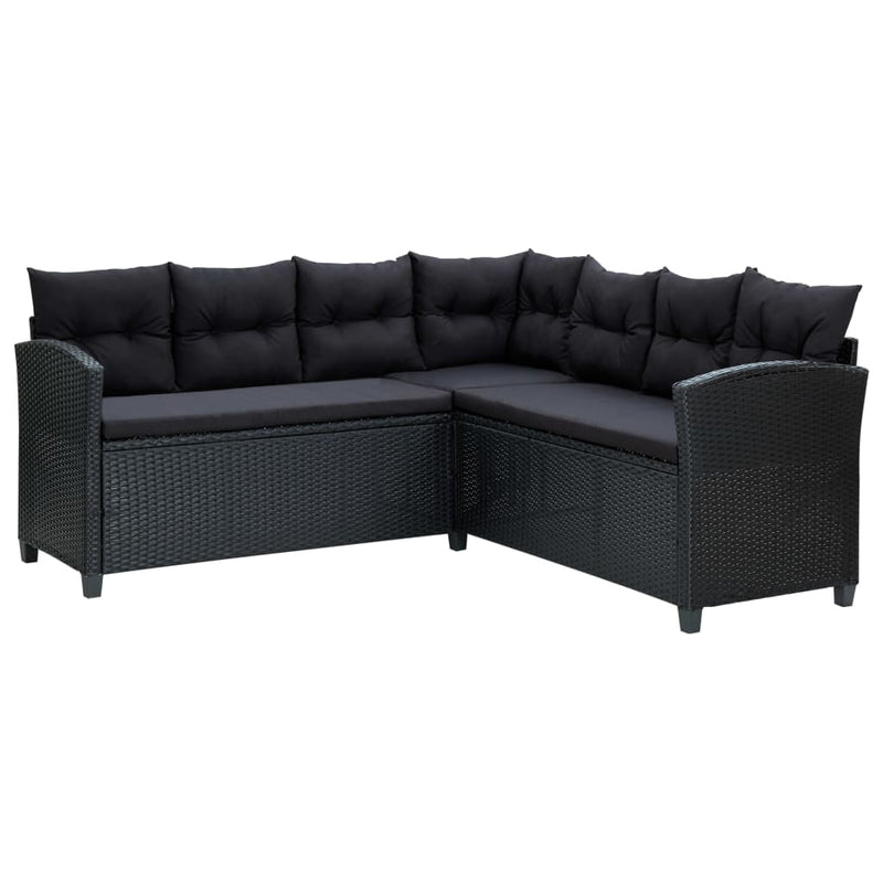 vidaXL 6 Piece Garden Lounge Set with Cushions Poly Rattan Black