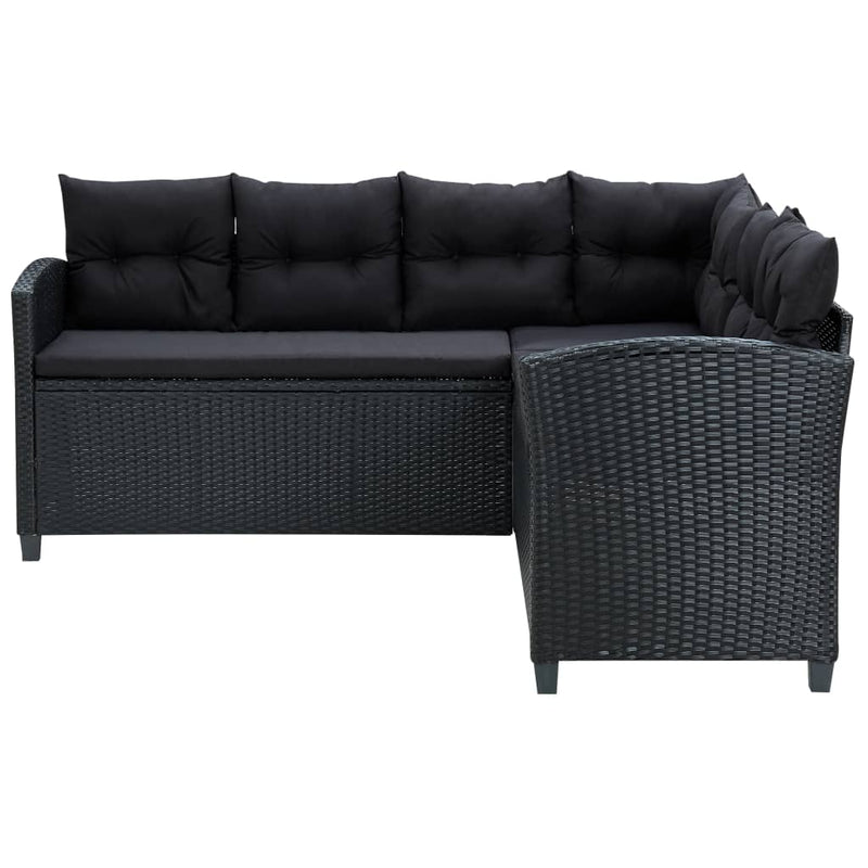 vidaXL 6 Piece Garden Lounge Set with Cushions Poly Rattan Black