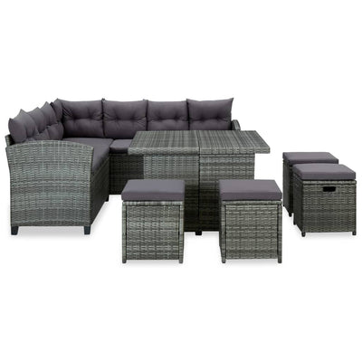 vidaXL 6 Piece Garden Lounge Set with Cushions Poly Rattan Black