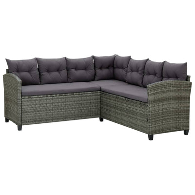 vidaXL 6 Piece Garden Lounge Set with Cushions Poly Rattan Black