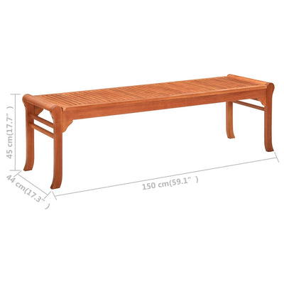 vidaXL 3-Seater Garden Bench 150 cm Solid Eucalyptus Wood